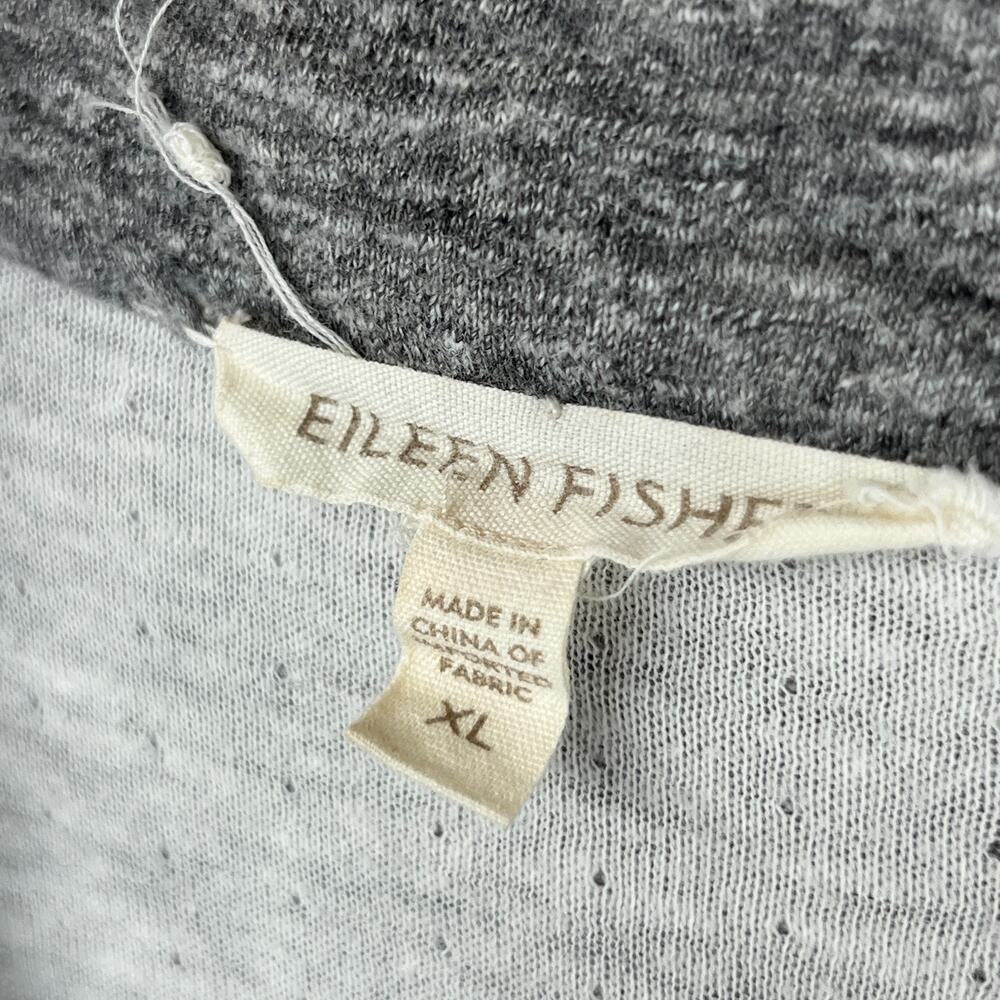 EILEEN FISHER Jacket XL Cotton Jersey Shirt Raw Hems Full Zip Snap Button Gray - Picture 5 of 12
